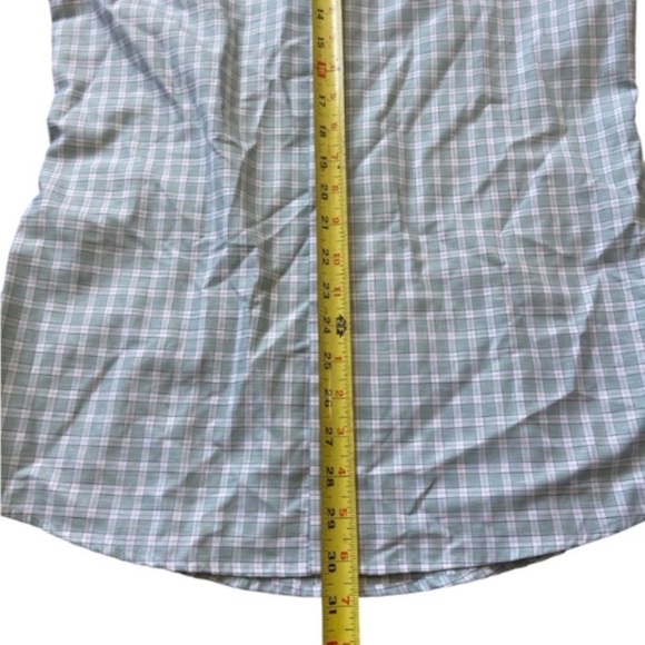 Eton Mens Button Up Gingham Shirt Green White Small - Picture 3 of 6